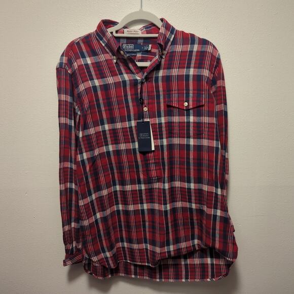 NWT Polo Ralph Lauren Classic Fit Madras Popover Shirt Sz Medium - Picture 2 of 6